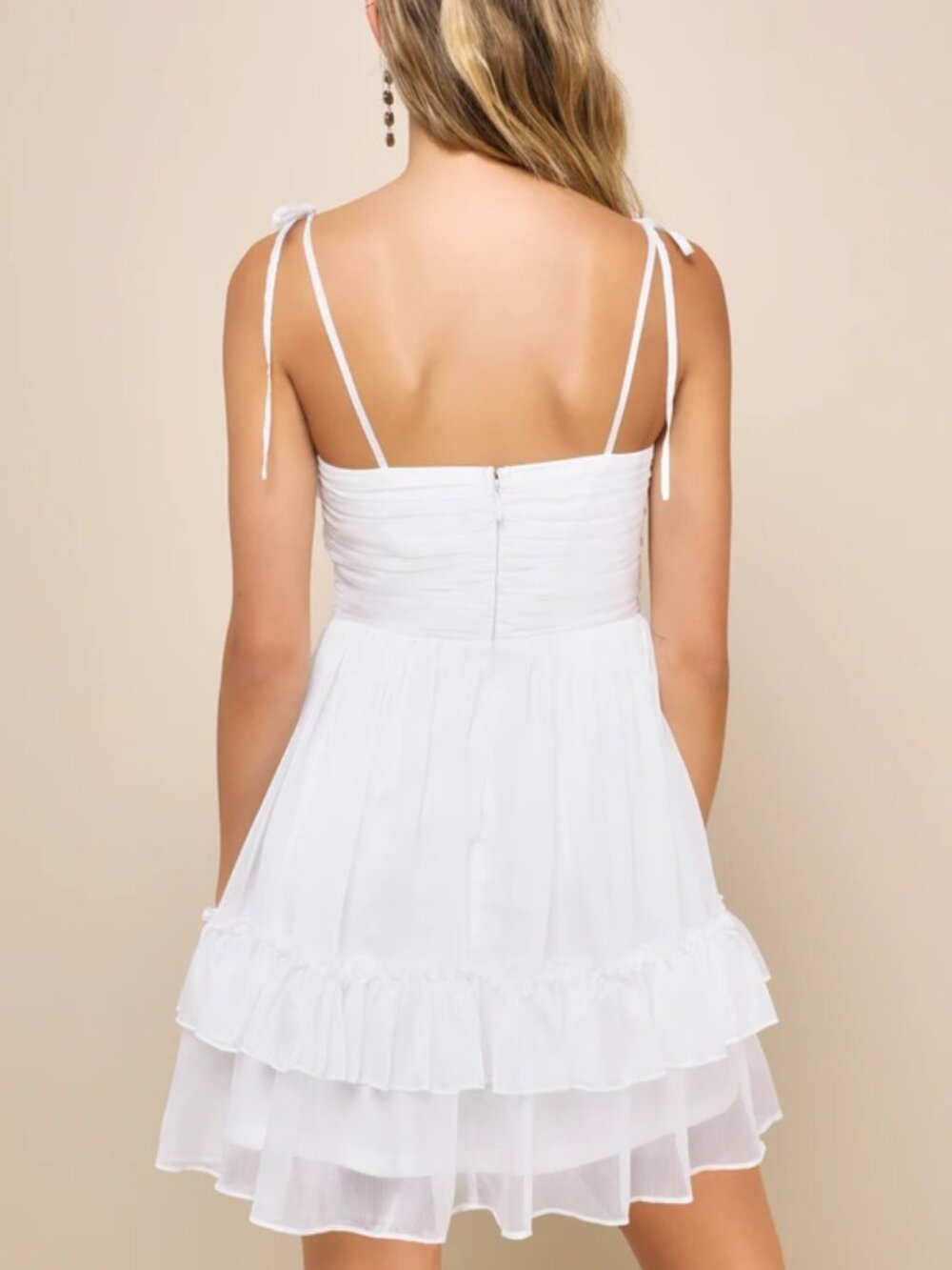 White Tiered Tie-Shoulder Summer Dress